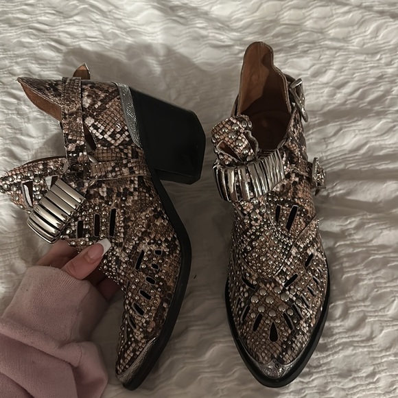 Jeffery Campbell snake skin studded booties - Picture 2 of 3